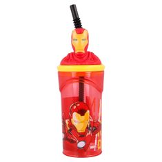 Grooters Láhev na pití s brčkem Avengers - Iron Man