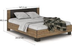 nabbi Manželská postel s roštem Verify LB-140 140x200 cm - dub duben / wenge
