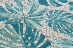 Hanse Home Kusový koberec Flair 105618 Tropical Leaves Turqouise – na ven i na doma 80x165
