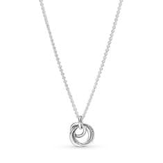 Pandora Něžný stříbrný náhrdelník Kruhy se zirkony 391455C01-60