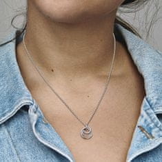 Pandora Něžný stříbrný náhrdelník Kruhy se zirkony 391455C01-60
