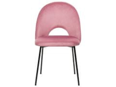Beliani Sada 2 sametových jídelních židlí růžové COVELO