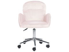 Beliani Sametová kancelářská židle světle růžová PRIDDY