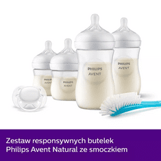 Avento Philips Avent Sada 4 lahví Natural Responsive, kartáč na lahve, dudlík SCD838/11