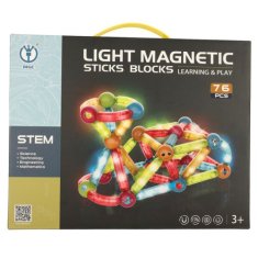 KIK Svítící magnetické kostky pro malé děti 76 prvků