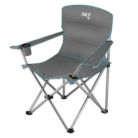 NILLS CAMP skládací židle NC3079 šedá-zelená