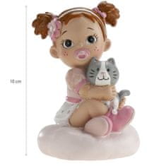 Dekora Figurka na dor holčička s kočkou 10cm 