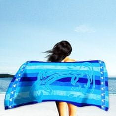 Lovely Home Oboustranná plážová osuška Dolphin Stripe modrá