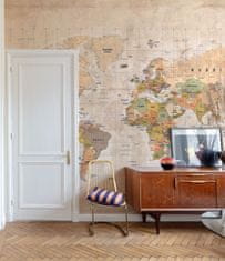 Vliesová fototapeta na zeď, Mapa Světa, ML3001, Mural Young Edition, Grandeco, 3,71 x 2,8 m