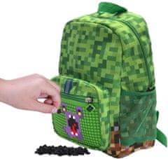 CurePink Dětský batoh Minecraft: Zelené pixely (objem 14 litrů|27 x 34 x 15 cm)