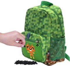 CurePink Dětský batoh Minecraft: Zelené pixely (objem 14 litrů|27 x 34 x 15 cm)