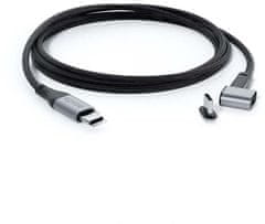 kabel USB-C, magnetický, opletený, šedá