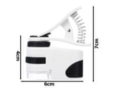 Verk 09171 Kapesní mikroskop s klipsem k mobilu LED, UV, zvětšení 60x