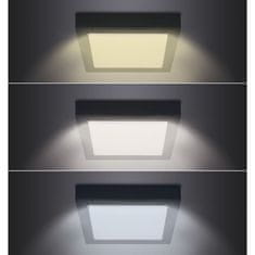 Solight LED mini panel CCT, přisazený, 24W, 1800lm, 3000K, 4000K, 6000K, čtvercový, černá barva, WD175-B