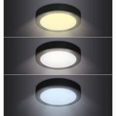 Solight LED mini panel CCT, přisazený, 24W, 1800lm, 3000K, 4000K, 6000K, kulatý, černá barva, WD174-B
