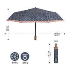 Perletti Technology, Dámský plnoautomatický skládací deštník Fantasia / zelený lem, 21752