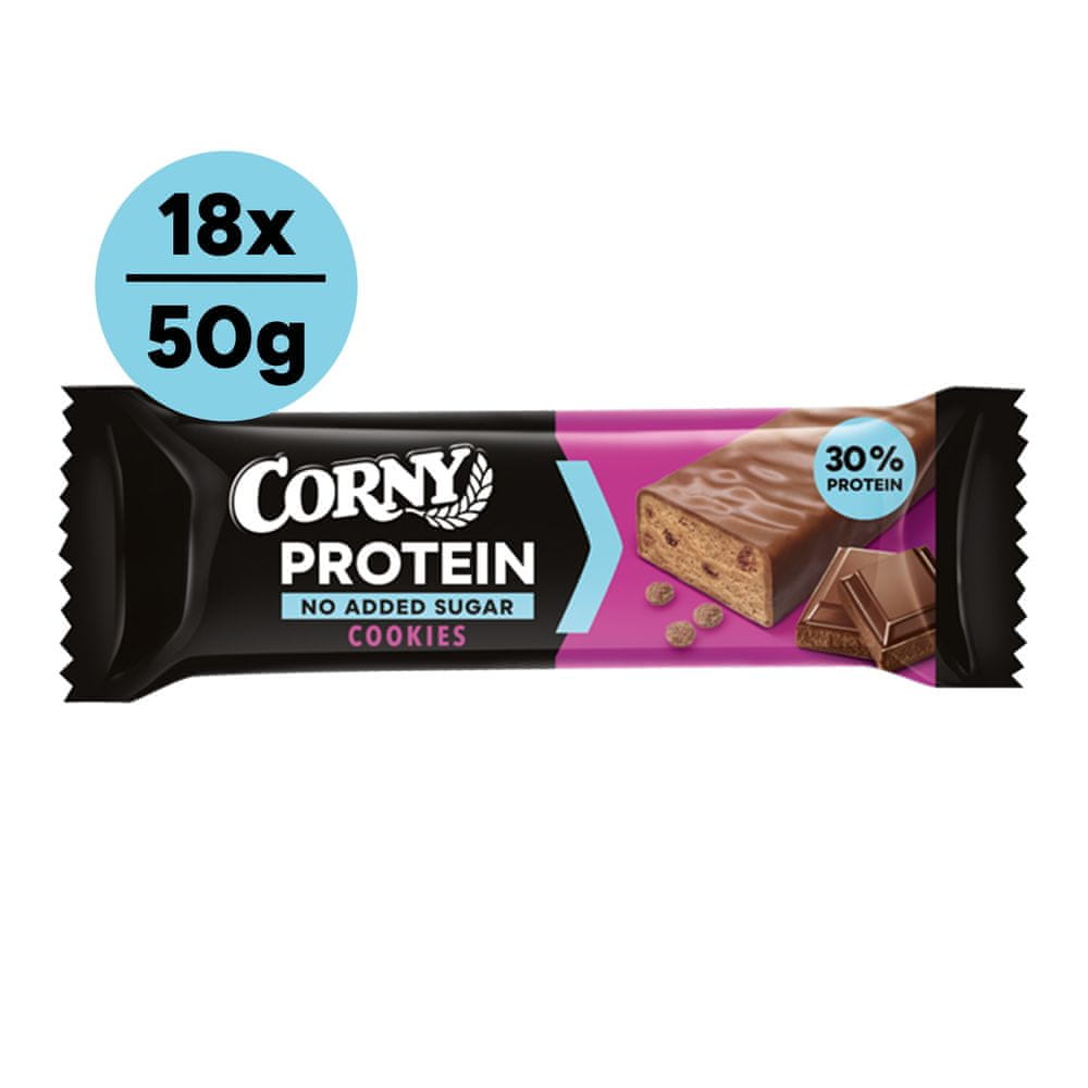 Levně Corny Protein 30 % tyčinka cookies 18 x 50 g