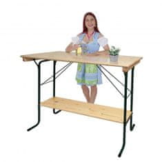 MCW Barový stůl L67, pivní zahradní stůl pivní stůl pivní stan stůl kempinkový stůl, skládací kovové borovicové dřevo olejované 110x125x70cm