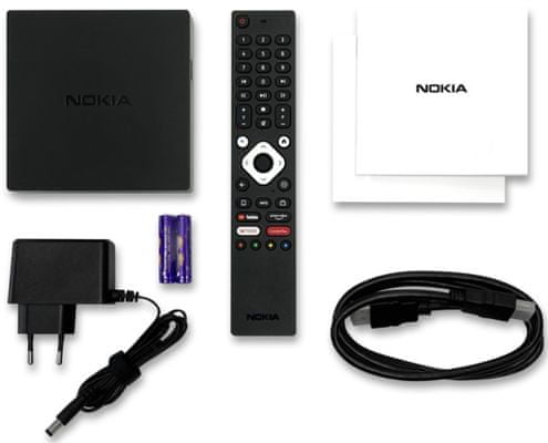 elegantní multimediální přehrávač Nokia streaming box 8010 4k uhd rozlišení android tv 11 assistant google interní paměť usb hdmi