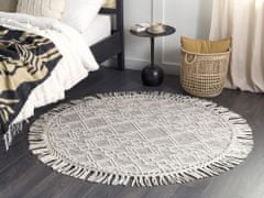 Beliani Kulatý vlněný koberec ø 140 cm šedý/krémově bílý BULDAN