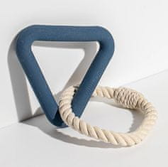 Decor By Glassor Gumová hračka pro pejsky triangl s provazem modrý