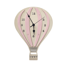 Dream Creations Dětské nástěnné hodiny růžový horkovzdušný balón