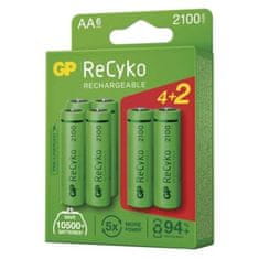 GP Nabíjecí baterie ReCyko 2100 AA (HR6) B2121V, 6 ks, zelené 1032226210