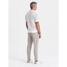 OMBRE Pánské kalhoty s pružným pasem V4 OM-PACP-0121 světle šedé MDN122220 XL