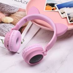 MobilMajak Bezdrátová sluchátka s kočičíma ušima růžová - HOCO W27