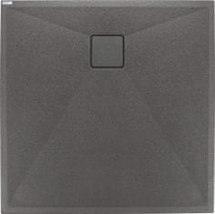 Deante Correo antracit metalic - granitová sprchová vanička, čtvercová, 90x90 cm (KQR_T41B)