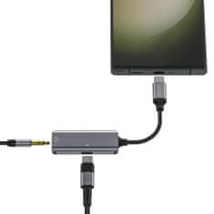 Tech-protect Ultraboost adaptér USB-C - 3.5mm jack / USB-C, šedý