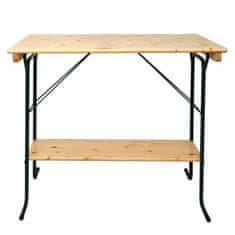 MCW Barový stůl L67, pivní zahradní stůl pivní stůl pivní stan stůl kempinkový stůl, skládací kovové borovicové dřevo olejované 110x125x70cm