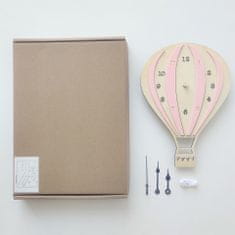 Dream Creations Dětské nástěnné hodiny růžový horkovzdušný balón