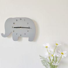 Dream Creations Dětské hodiny na zeď do pokojíčku šedý slon