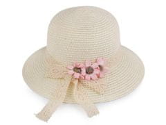 Kraftika 1ks krémová světlá dívčí letní klobouk / slamák