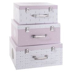 Atmosphera Kufr, kontejner pro uchovávání, box,organizér - barva růžová, 3 ks