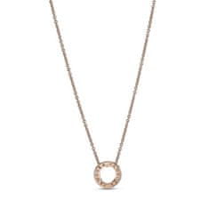 Pandora Bronzový náhrdelník s třpytivým přívěskem Rose 387436C01-45 (řetízek, přívěsek)