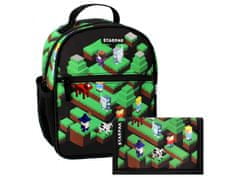 sarcia.eu Pixel Game Zelenočerná předškolní sada pro chlapce: batoh + peněženka 