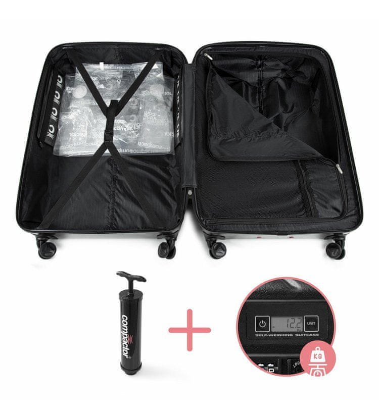 Cestovní kufr Compactor Hybrid Luggage XL Vacuum System 53,5 x 31 x 80 cm, tmavě modrý