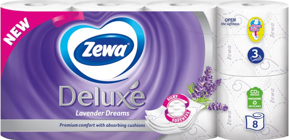 Levně Zewa Toaletní papír Deluxe Lavender Dreams 3 vrstvý, 8 rolí