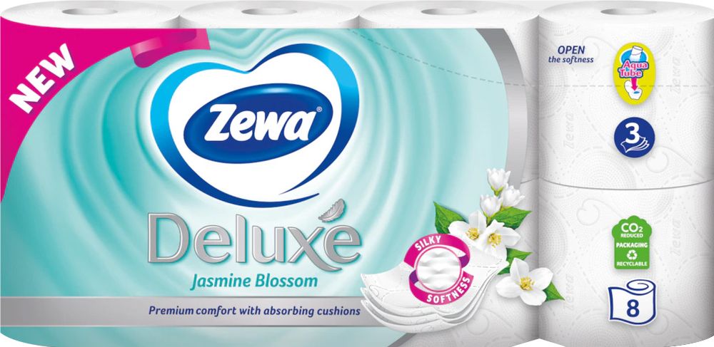 Levně Zewa Toaletní papír Deluxe Jasmine Blossom 3 vrstvý, 8 rolí