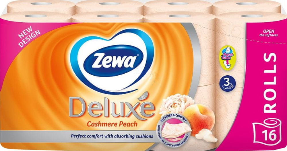 Levně Zewa Toaletní papír Deluxe Cashmere Peach 3vrstvý, 16 rolí
