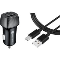 Tactical Field Plug Dual 12W + Tactical Smooth Thread Cable USB-A/USB-C 12mm 1m černá, 8596311212857