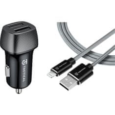 Tactical Field Plug Dual 12W + Tactical Fast Rope Aramid Cable USB-A/Lightning MFi 0.3m šedá, 8596311212833
