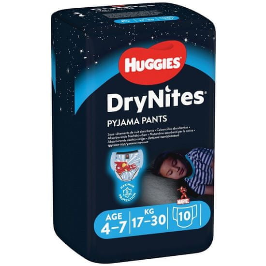 Huggies DryNites Kalhotky plenkové jednorázové pro kluka 4-7 let (17-30 kg) 10 ks