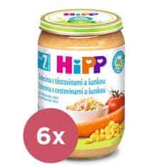 HiPP 6x BIO zelenina s těstovinami a šunkou 220 g