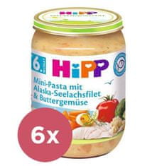 HiPP 6x Mini těstoviny s aljašskou treskou v máslové zelenině 190 g, 6m+