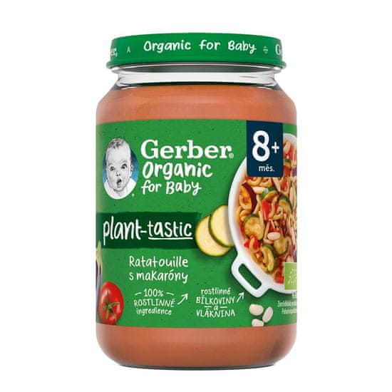 Gerber Organic 100% rostlinný příkrm ratatouille s makaróny 190 g