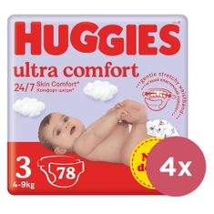 Huggies 4x Pleny jednorázové Ultra Comfort Mega 3 (4-9 kg) 78 ks