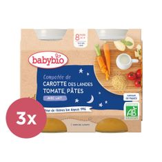 Babybio 3x Večerní menu mrkev a rajčata s těstovinami 2x 200 g